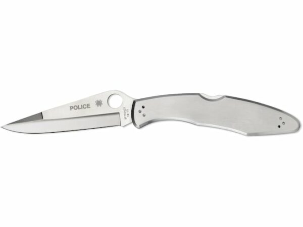 Spyderco Police Folding Knife 4.125″ Drop Point VG-10 Stainless Steel Blade Stainless Steel Handle For Sale