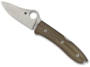 Spyderco SpyOpera Folding Knife 2.88″ Leaf M390 Satin Blade Canvas Micarta Handle Brown For Sale