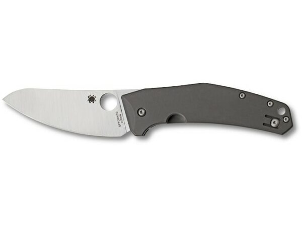 Spyderco Spydiechef Folding Knife 3.32″ Sheepfoot LC200N Stainless Steel Blade Titanium Handle Gray For Sale