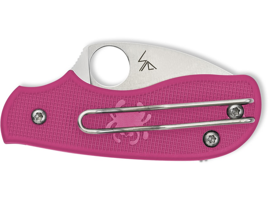 Spyderco Squeak Folding Knife 2″ Leaf N690Co Satin Blade Fiberglass Reinforced Nylon (FRN) Handle Pink For Sale