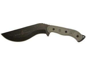 TOPS Bushcrafter Kukuri Fixed Blade Survival Knife 7.75″ Drop Point 1095 Steel Blade Micarta Handle Black For Sale