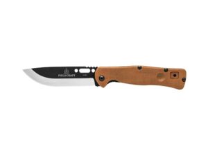 TOPS Fieldcraft Folding Knife 4.38″ Drop Point 1095 High Carbon Alloy Blade Canvas Micarta Handle Tan For Sale