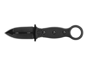 TOPS I.C.E. Dagger Fixed Blade Tactical Knife 3″ Black Spear Point 1095 Carbon Steel Blade Polymer G-10 Handle Black For Sale