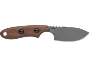 TOPS Knives Bull Trout Fixed Blade Knife 2.75″ Drop Point 154CM Stainless Steel Blade Burlap Micarta Handle Brown For Sale