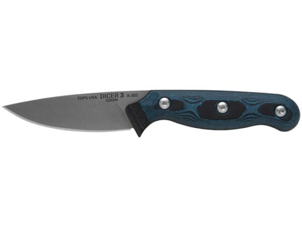 TOPS Knives Dicer 3 Paring Knife 3.5″ CPM S35VN Blade Canvas Micarta/G-10 Handle Blue/Black For Sale
