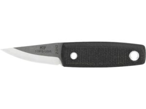 TOPS Knives Mini Tanimboca Puukko Fixed Blade Knife 1.63″ Drop Point 1095 Carbon Tumble Blade Canvas Micarta Handle Black For Sale