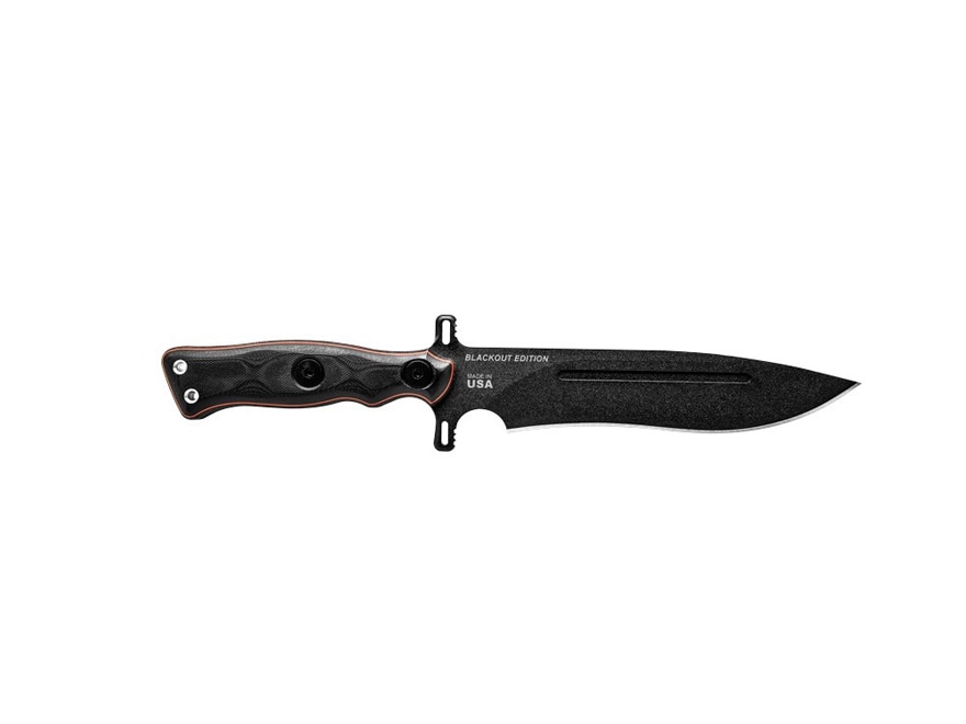 TOPS Knives Operator 7 Blackout Edition Fixed Blade Knife 7.25″ Drop Point 1075 Carbon Steel Blade Canvas Micarta Handle/G-10 Handle Black For Sale