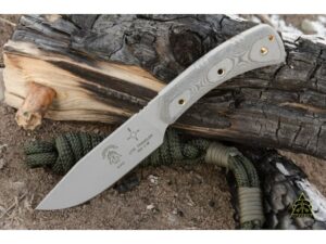 TOPS Knives Pasayten Lite Traveler Fixed Blade Knife 5.25″ Gray Drop Point 154CM Stainless Steel Blade Linen Micarta Handle Black For Sale