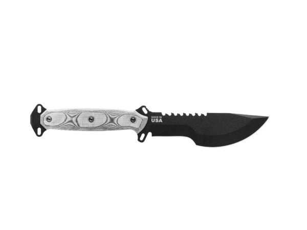 TOPS Knives Skullcrusher’s Xtreme Sidekick Fixed Blade Knife 5.25″ Black Modified Drop Point 1095 Steel Blade Linen Micarta Handle Black & Gray For Sale