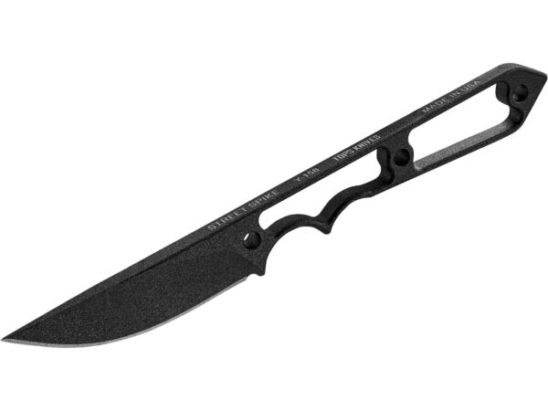 TOPS Knives Street Spike Fixed Blade Knife 2.75″ Drop Point 1095 Carbon Black Blade 1095 Carbon Handle Black For Sale