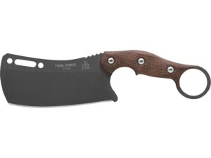 TOPS Knives Tidal Force Fixed Blade Knife 4.87″ Cleaver 1095 Carbon Gray Traction Coating Blade Burlap Handle Brown For Sale
