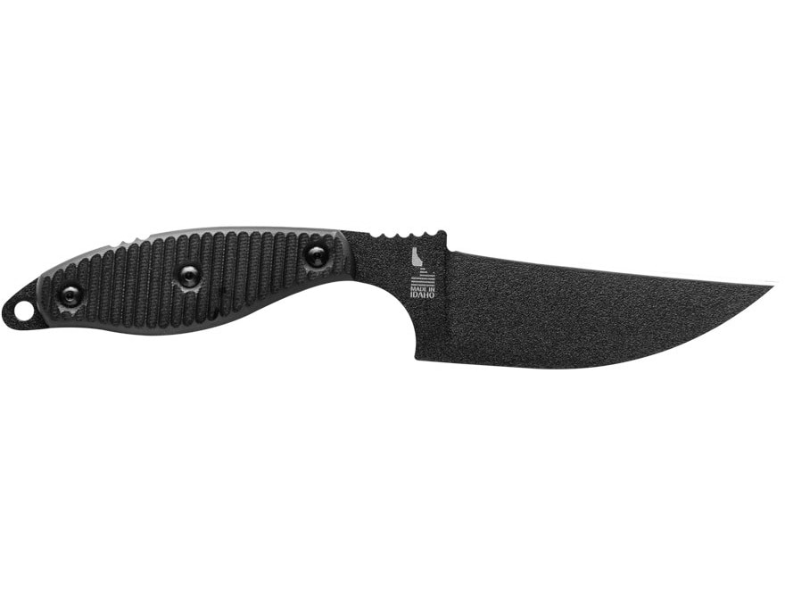 TOPS Knives Unzipper Fixed Blade Knife 4.25″ Modified Wharncliffe 1095 Carbon Black Traction Coating Blade G-10 Handle Black For Sale