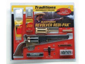 Traditions 1851 Navy Redi-Pak Black Powder Revolver 44 Caliber 7.375″ Blued Barrel Brass Frame Walnut Grips For Sale