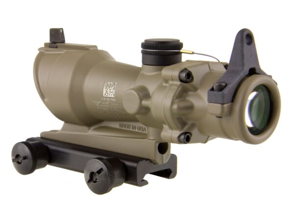 Trijicon ACOG TA01-D Rifle Scope 4x 32mm Tritium Illuminated Amber Crosshair 223 Remington Reticle with Iron Sights and TA51 Flattop Mount For Sale