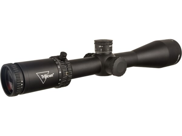 Trijicon Tenmile Rifle Scope 30mm Tube 4-24x 50mm Illuminated Dot MRAD Ranging Reticle with Exposed Elevation Turret Matte For Sale