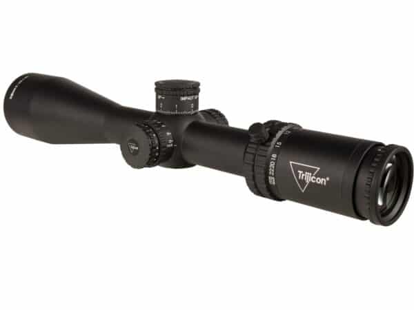 Trijicon Tenmile Rifle Scope 30mm Tube 5-25x 50mm Illuminated Red MRAD Center Dot Reticle Exposed Elevation with Return to Zero Turret Matte For Sale