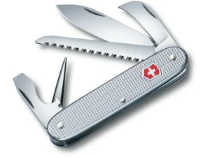 Victorinox Swiss Army 7 Alox Folding Pocket Knife Stainless Steel Blade Aluminum Handle Silver For Sale