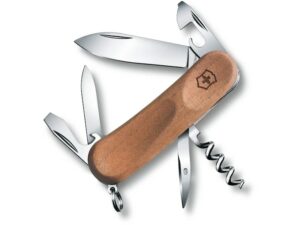 Victorinox Swiss Army Evolution 10 Folding Pocket Knife Stainless Steel Blade Walnut Handle Wood For Sale