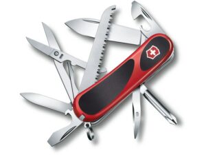 Victorinox Swiss Army Evolution 18 Grip Folding Pocket Knife Stainless Steel Blade Polymer Handle Red/Black For Sale