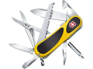 Victorinox Swiss Army Evolution S18 Grip Folding Pocket Knife Stainless Steel Blade Polymer Handle Yellow/Black For Sale