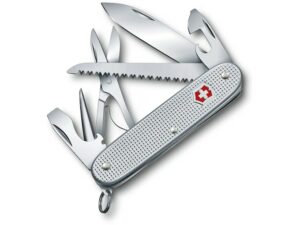 Victorinox Swiss Army Farmer X Alox Folding Pocket Knife Stainless Steel Blade Aluminum Handle Silver For Sale