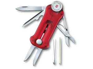 Victorinox Swiss Army Golf Tool Folding Pocket Knife Stainless Steel Blade Polymer Handle Ruby For Sale