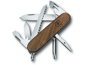 Victorinox Swiss Army Hiker Folding Pocket Knife Stainless Steel Blade Walnut Handle Wood For Sale