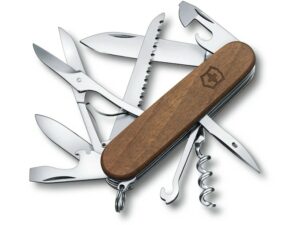 Victorinox Swiss Army Huntsman Folding Pocket Knife Stainless Steel Blade Walnut Handle Wood For Sale