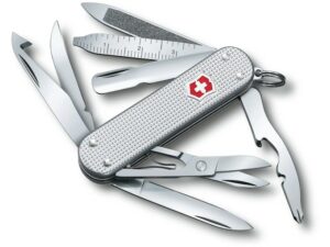 Victorinox Swiss Army Mini Champ Alox Folding Pocket Knife Stainless Steel Blade Aluminum Handle Silver For Sale