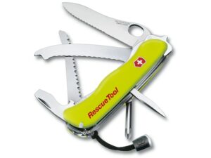 Victorinox Swiss Army Rescue Tool Folding Pocket Knife Stainless Steel Blade Polymer Handle Yellow For Sale