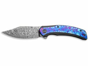 WE Knife Snick Folding Knife 3.47″ Drop Point Damasteel Heimskringla Blade Titanium Handle Timascus For Sale