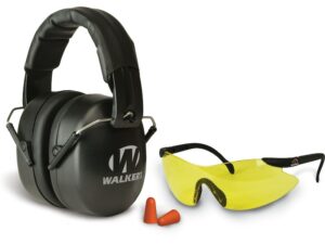 Walker’s EXT Folding Range Earmuffs (NRR 34dB) and Shooting Glasses Kit Black For Sale